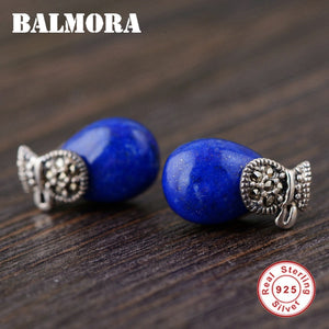 925 Sterling Silver Lapis Lazuli Stud Earrings for Women Gift Mosaic Earrings Sterling Silver Jewelry Brincos TRS30640