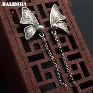 990 Pure Silver Butterfly Wings Earrings for Women Mother Gift Brincos Vintage Earrings Fashion Jewelry Aretes SY31717