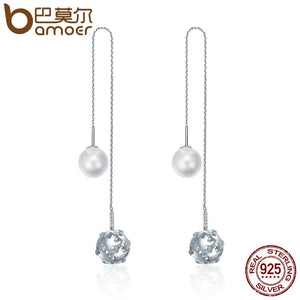 925 Sterling Silver Long Tassel Double Sides Ball Luminous Star Drop Earrings for Women Korean Earrings Jewelry SCE241
