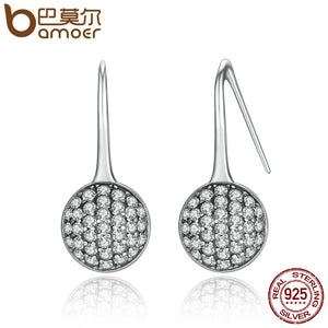 New 925 Sterling Silver Round Dazzling Droplets, Clear CZ Drop Earrings Fashion Jewelry Brincos PAS491