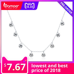 Real 925 Sterling Silver Dazzling Cubic Zircon Round Circle CZ Pendant Necklaces for Women Sterling Silver Jewelry SCN299