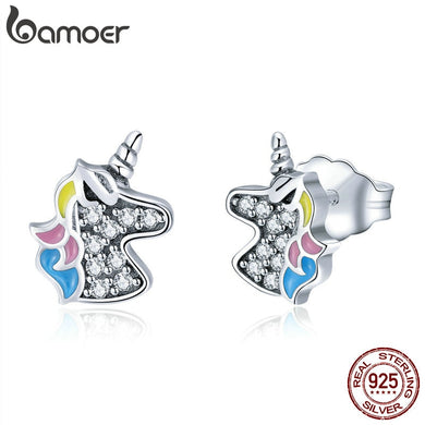 SALE 2018 925 Sterling Silver Dazzling Licorne Memory Stud Earrings for Women & Girls Sterling-Silver-Jewelry SCE426