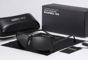 BANNED 1976  Brand Designer Rectangle Rectangle Sunglass Mens Driving Sun GlassesClassic design Fashion Polarized Sunglasses