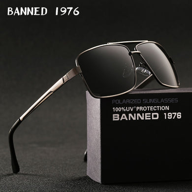 BANNED 1976  Brand Designer Rectangle Rectangle Sunglass Mens Driving Sun GlassesClassic design Fashion Polarized Sunglasses