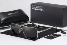 Load image into Gallery viewer, BANNED 1976  Brand Designer Rectangle Rectangle Sunglass Mens Driving Sun GlassesClassic design Fashion Polarized Sunglasses