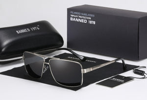 BANNED 1976  Brand Designer Rectangle Rectangle Sunglass Mens Driving Sun GlassesClassic design Fashion Polarized Sunglasses