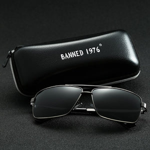 BANNED 1976  Brand Designer Rectangle Rectangle Sunglass Mens Driving Sun GlassesClassic design Fashion Polarized Sunglasses