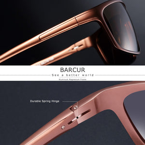 BARCUR Aluminum Polarized Sunglasses for Men Eyewear Accessories Men Blue Mirror Sun Glasses  Goggle