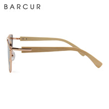 Carica l&#39;immagine nel visualizzatore di Gallery, BARCUR Occhiali da sole Cat Eye in bambù Occhiali da sole polarizzati con montatura in metallo Occhiali da sole da donna con scatola gratuita 