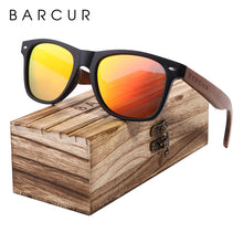 Load image into Gallery viewer, BARCUR Black Walnut Sunglasses  Anti Blue Night Vision Men Women Mirror Sun Glasses UV400 Protection Free Wood Box