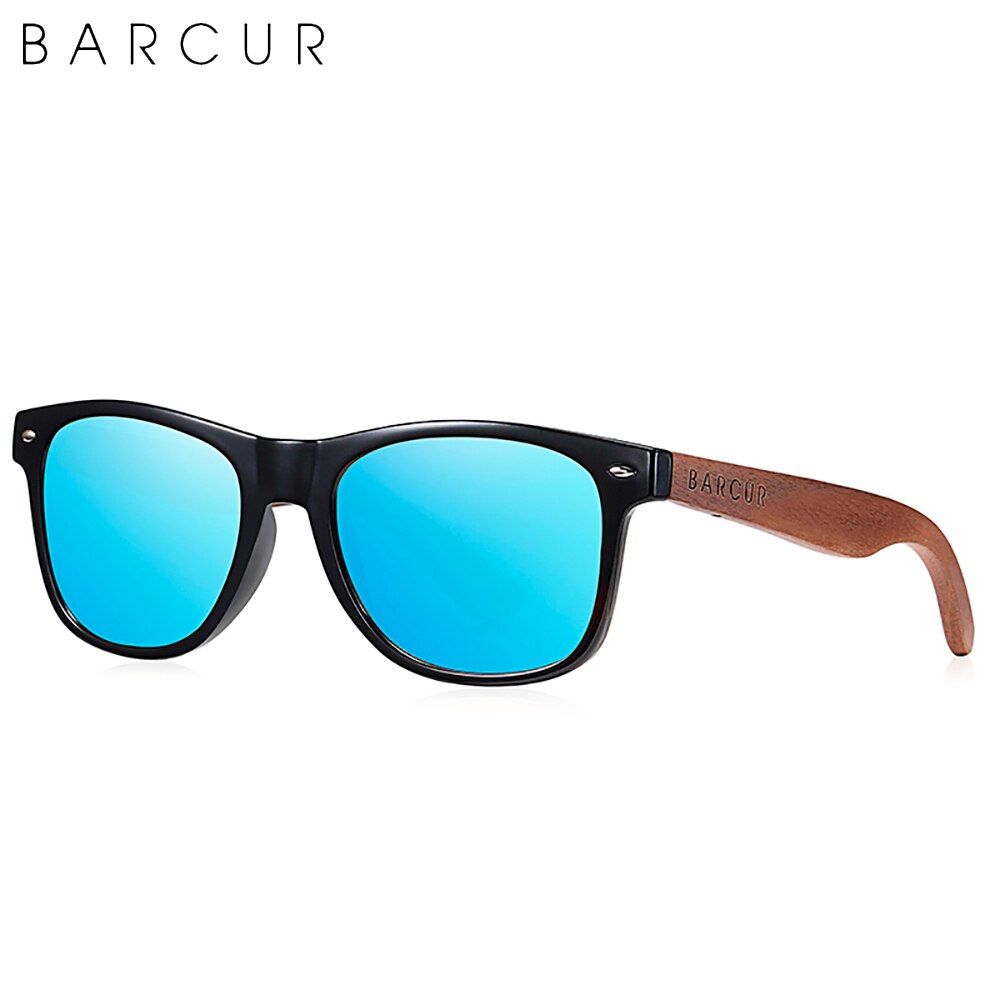 BARCUR Black Walnut Sunglasses  Anti Blue Night Vision Men Women Mirror Sun Glasses UV400 Protection Free Wood Box