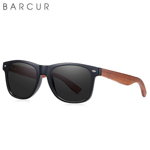 BARCUR Black Walnut Sunglasses  Anti Blue Night Vision Men Women Mirror Sun Glasses UV400 Protection Free Wood Box