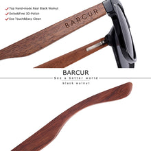 Load image into Gallery viewer, BARCUR Black Walnut Sunglasses  Anti Blue Night Vision Men Women Mirror Sun Glasses UV400 Protection Free Wood Box