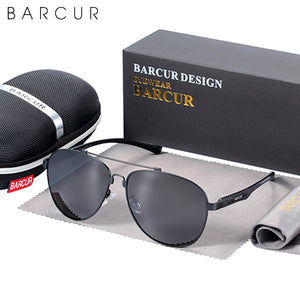 BARCUR Brand Design Stainless Steel Frame Sunglasses Polarized Men Sun Glasses Women Pilot Eyewear Driving Mirror Shades UV400