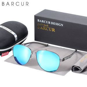 BARCUR Brand Design Stainless Steel Frame Sunglasses Polarized Men Sun Glasses Women Pilot Eyewear Driving Mirror Shades UV400