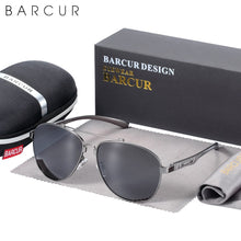 Load image into Gallery viewer, BARCUR Brand Design Stainless Steel Frame Sunglasses Polarized Men Sun Glasses Women Pilot Eyewear Driving Mirror Shades UV400