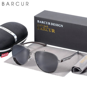 BARCUR Brand Design Stainless Steel Frame Sunglasses Polarized Men Sun Glasses Women Pilot Eyewear Driving Mirror Shades UV400