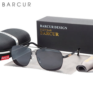 BARCUR Brand Design Titanium Alloy Frame Sunglasses Polarized Men Sun Glasses Women Pilot Eyewear Mirror Shades UV400