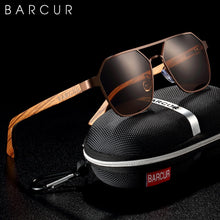 Carica l&#39;immagine nel visualizzatore di Gallery, BARCUR Brand Design Zebra Wood Temple Polarized Women Sunglasses Hexagon Metal Frame Men Glasses UV400 protection