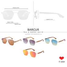 Carica l&#39;immagine nel visualizzatore di Gallery, BARCUR Brand Design Zebra Wood Temple Polarized Women Sunglasses Hexagon Metal Frame Men Glasses UV400 protection
