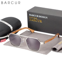 Carica l&#39;immagine nel visualizzatore di Gallery, BARCUR Brand Design Zebra Wood Temple Polarized Women Sunglasses Hexagon Metal Frame Men Glasses UV400 protection