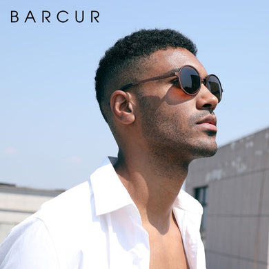 BARCUR Brand Light Weight Round Sunglasses  Brand Men Glasses Retro Vintage Women Sun glasses