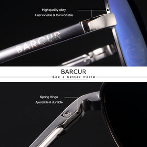 BARCUR Classic Pilot Men Sunglasses Polarized Women Sun Glasses Eyewear Gafas De Sol Shades
