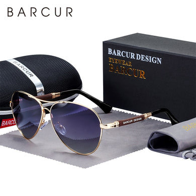BARCUR Design Occhiali da sole in lega di titanio Occhiali da sole polarizzati da uomo Occhiali da sole da donna Pilot Gradient Eyewear Mirror Shades Oculos De Sol 