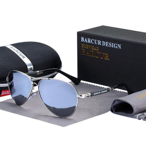 BARCUR Design Titanium Alloy Sunglasses Polarized Men's Sun Glasses Women Pilot Gradient Eyewear Mirror Shades Oculos De Sol