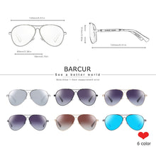 Load image into Gallery viewer, BARCUR Design Titanium Alloy Sunglasses Polarized Men&#39;s Sun Glasses Women Pilot Gradient Eyewear Mirror Shades Oculos De Sol