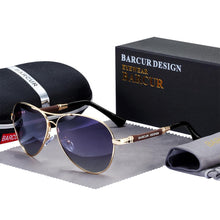 Load image into Gallery viewer, BARCUR Design Titanium Alloy Sunglasses Polarized Men&#39;s Sun Glasses Women Pilot Gradient Eyewear Mirror Shades Oculos De Sol
