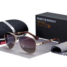 Load image into Gallery viewer, BARCUR Design Titanium Alloy Sunglasses Polarized Men&#39;s Sun Glasses Women Pilot Gradient Eyewear Mirror Shades Oculos De Sol