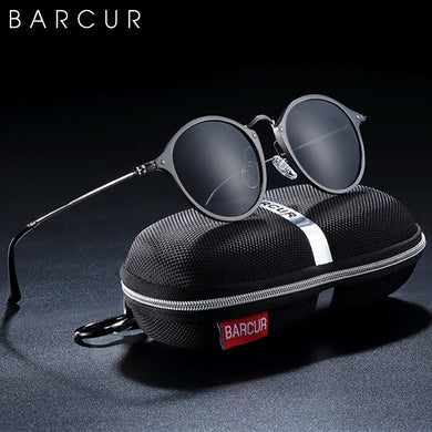 BARCUR  Retro Aluminum Magnesium Vintage Sunglasses For Men Polarized Round Sun Glasses Women Eyewear Oculos De Sol