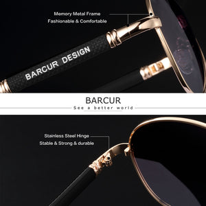 BARCUR Memery Pilot Sunglasses Polarized Men Sun glasses for Women Eyewear UV400 Mirror Oculos de sol