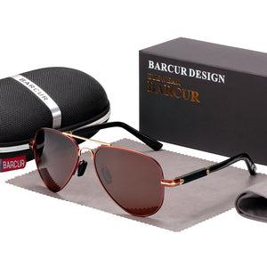 BARCUR Men Classic Pilot Sunglasses Polarized Aluminum Driving Sun glasses  Shades UV400 Protection Eyewear