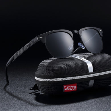 BARCUR Men's Sunglasses Aluminium Polarized Male Sun Glasses Eyeglasses Classic Punk Gafas Oculos De Dol Masculino