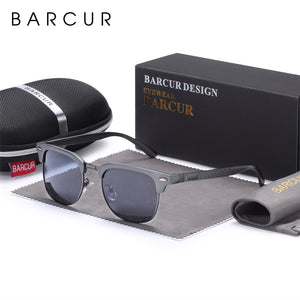 BARCUR Men's Sunglasses Aluminium Polarized Male Sun Glasses Eyeglasses Classic Punk Gafas Oculos De Dol Masculino