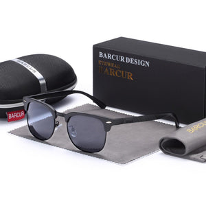 BARCUR Men's Sunglasses Aluminium Polarized Male Sun Glasses Eyeglasses Classic Punk Gafas Oculos De Dol Masculino