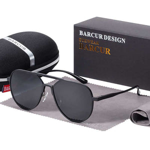 BARCUR  Oversize Aluminium Sunglasses Men Polarized Trending Styles Sun glasses Male Anti-Reflective oculos With Box Gift