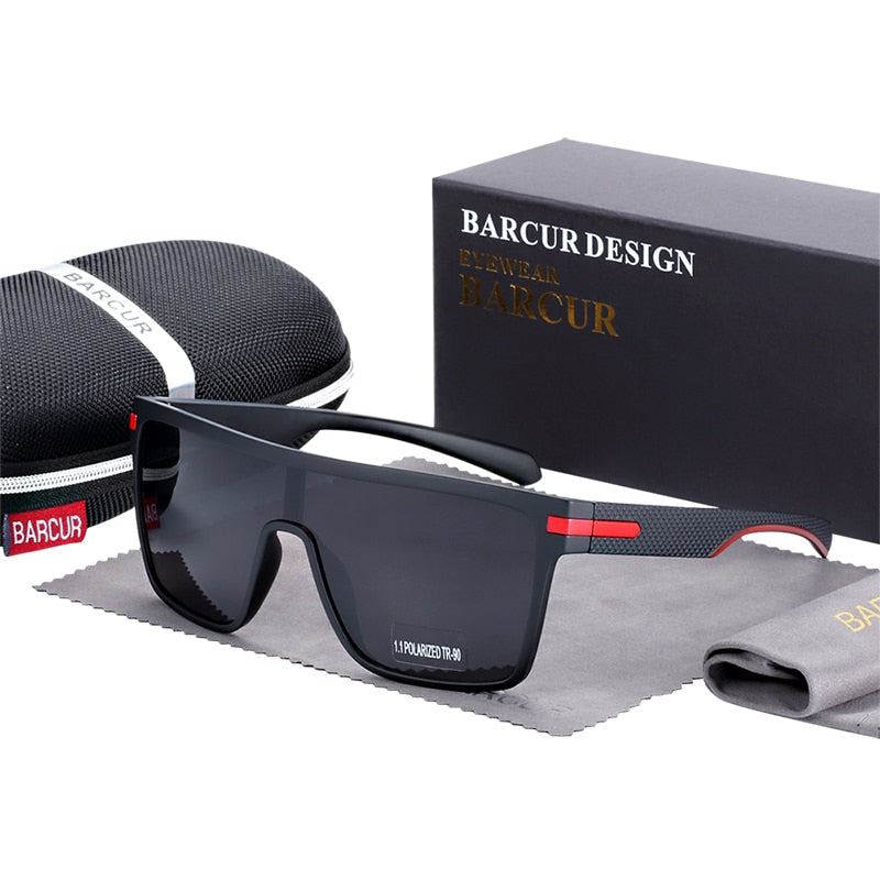 BARCUR Oversized Polarized Sunglasses Men Square Sun glasses Driving Googles gafas oculos de sol