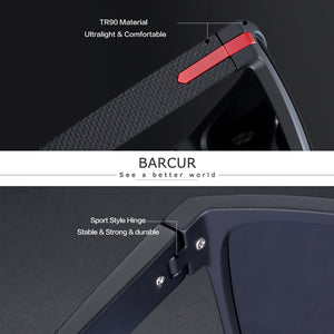 BARCUR Oversized Polarized Sunglasses Men Square Sun glasses Driving Googles gafas oculos de sol