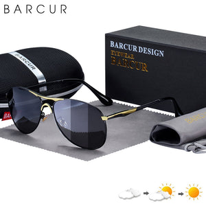 BARCUR Photochromic Sunglasses  Men Brand Designer Polarized Sun Glasses Driving Mens Sun Glasses UV400