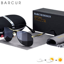 Load image into Gallery viewer, BARCUR Pochromic Sunglasses High Quality Men Brand Designer Polarized Sun Glasses Driving Mens Sun Glasses UV400
