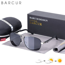 Load image into Gallery viewer, BARCUR Pilot Photochromic Sunglasses Metal Frame Men Polarized Sun Glasses Glass Eyewear Trend Styles UV400 Protection