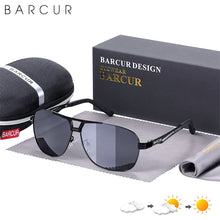 Load image into Gallery viewer, BARCUR Pilot Photochromic Sunglasses Metal Frame Men Polarized Sun Glasses Glass Eyewear Trend Styles UV400 Protection