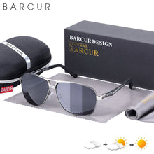 Load image into Gallery viewer, BARCUR Pilot Photochromic Sunglasses Metal Frame Men Polarized Sun Glasses Glass Eyewear Trend Styles UV400 Protection