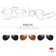 Carica l'immagine nel visualizzatore di Gallery, BARCUR Pilot Polarized Sun glasses Men Driving Sunglasses Brand Designer Sports Eyewear