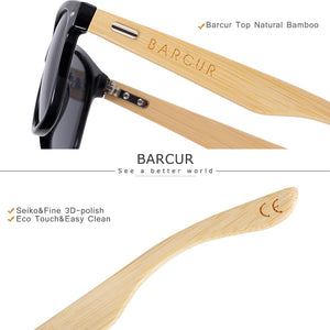 BARCUR Polarized Bamboo Sunglasses Men Wooden Sun Glasses Women Brand Original Wood UV400 Oculos De Sol Masculino