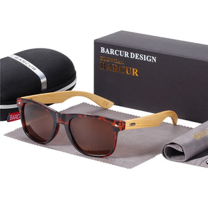 BARCUR Polarized Bamboo Sunglasses Men Wooden Sun Glasses Women Brand Original Wood UV400 Oculos De Sol Masculino