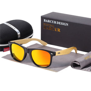 BARCUR Polarized Bamboo Sunglasses Men Wooden Sun Glasses Women Brand Original Wood UV400 Oculos De Sol Masculino